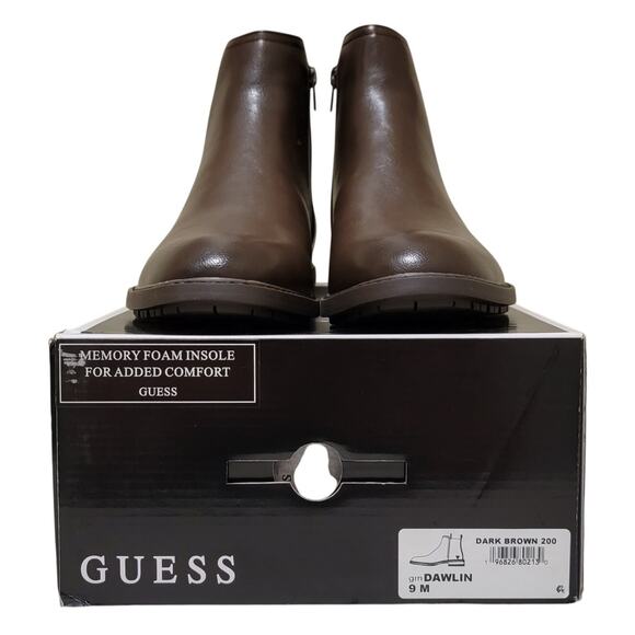 GUESS Men Dawlin Ankle Chelsea Boots Size US 9M Dark Brown Faux Leather - Picture 5 of 5